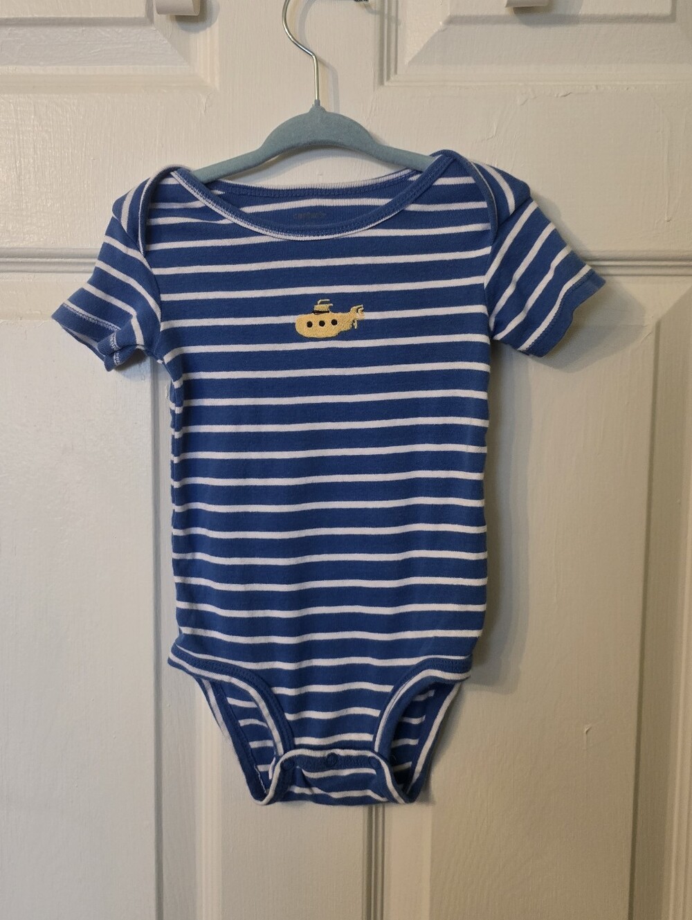 Carter's Blue and White Striped One-Piece with Yellow Submarine Motif